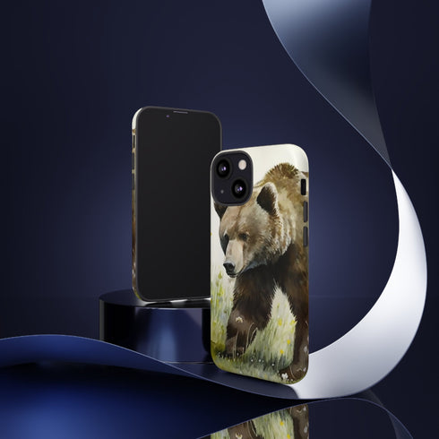 Grizzly Bear in a Field - Impact Resistant Phone Case